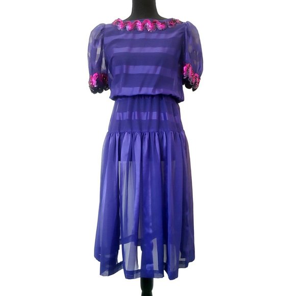 Vintage Dresses & Skirts - Vintage 1980s Purple Whimsigoth Dress